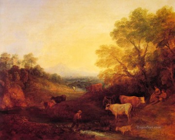 トーマス・ゲインズバラ Painting - 牛のいる風景 トーマス・ゲインズバラ
